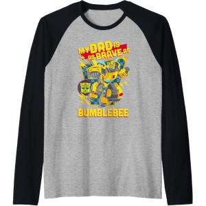 imageTransformers Fathers Day Bumblebee My Dad Is Brave Raglan Baseball TeeBlackAthletic Heather