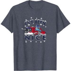 imageTransformers Ive Been Nice Optimus Prime Portrait TShirtHeather Blue