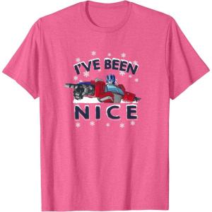 imageTransformers Ive Been Nice Optimus Prime Portrait TShirtPink Heather
