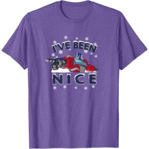 imageTransformers Ive Been Nice Optimus Prime Portrait TShirtPurple Heather