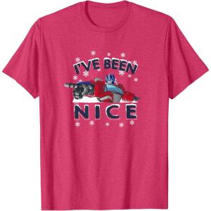 imageTransformers Ive Been Nice Optimus Prime Portrait TShirtRed Heather