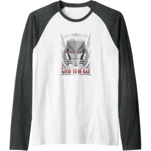 imageTransformers Megatron Good To Be Bad Raglan Baseball TeeDark Heather GreyWhite