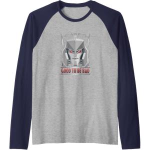 imageTransformers Megatron Good To Be Bad Raglan Baseball TeeNavy BlueAthletic Heather