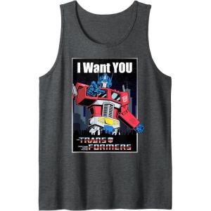 imageTransformers Optimus Prime I Want You Retro Poster Tank TopDark Heather Grey