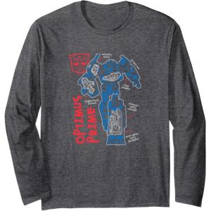 imageTransformers Optimus Prime Running Doodle Long Sleeve TShirtDark Heather Grey