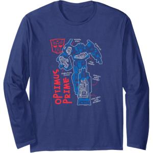 imageTransformers Optimus Prime Running Doodle Long Sleeve TShirtNavy Blue