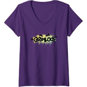 imageTransformers Grimlock Urban Style Graffiti Text Logo VNeck TShirtPurple