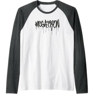 imageTransformers Megatron Dripping Graffiti Text Logo Raglan Baseball TeeDark Heather GreyWhite
