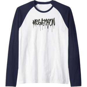 imageTransformers Megatron Dripping Graffiti Text Logo Raglan Baseball TeeNavy BlueWhite