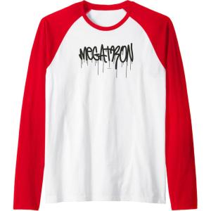 imageTransformers Megatron Dripping Graffiti Text Logo Raglan Baseball TeeRedWhite