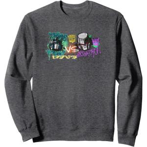 imageTransformers Optimus Prime Vs Megatron Retro Graffiti Paint SweatshirtDark Heather Grey
