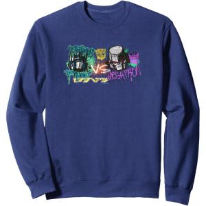 imageTransformers Optimus Prime Vs Megatron Retro Graffiti Paint SweatshirtNavy Blue