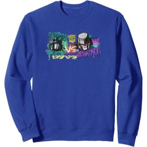imageTransformers Optimus Prime Vs Megatron Retro Graffiti Paint SweatshirtRoyal Blue