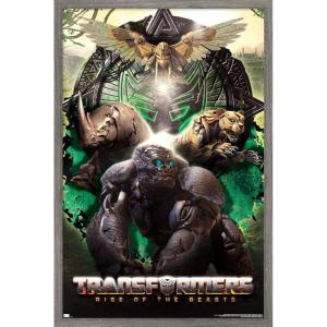 imageHasbro Transformers Rise of the Beasts  Maximals Wall Poster 34Lquot x 224Wquot Mahogany Framed VersionBarnwood Framed Version