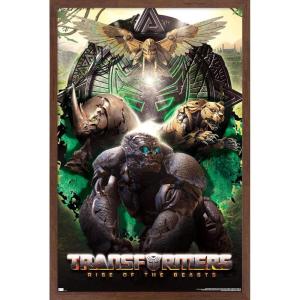 imageHasbro Transformers Rise of the Beasts  Maximals Wall Poster 34Lquot x 224Wquot Mahogany Framed VersionMahogany Framed Version