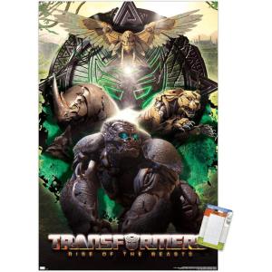 imageHasbro Transformers Rise of the Beasts  Maximals Wall Poster 34Lquot x 224Wquot Mahogany Framed VersionPremium Poster  Mount Bundle