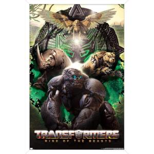 imageHasbro Transformers Rise of the Beasts  Maximals Wall Poster 34Lquot x 224Wquot Mahogany Framed VersionWhite Framed Version