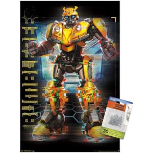 imageTrends International Hasbro Transformers Bumblebee  Glitch Wall Poster 2237quot x 3400quot Premium Poster ampamp Push Pin Bundle224L x 147W