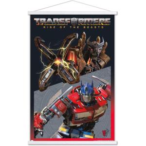 imageTrends International Hasbro Transformers Rise of the Beasts  Optimus Prime vs Scourge Wall Poster 2237quot x 3400quot Premium Print and Beechwood Hanger BundlePremium Print and White Hanger Bundle