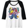 imageTransformers Retro Optimus Prime 80s Print Raglan Baseball TeeBlackWhite