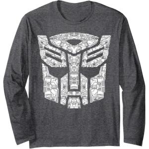 imageTransformers Autobots Icon Collage Filled Logo Long Sleeve TShirtDark Heather Grey