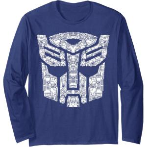 imageTransformers Autobots Icon Collage Filled Logo Long Sleeve TShirtNavy Blue