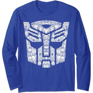 imageTransformers Autobots Icon Collage Filled Logo Long Sleeve TShirtRoyal Blue