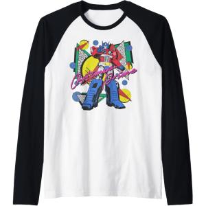 imageTransformers Retro Optimus Prime 80s Print Raglan Baseball TeeBlackWhite
