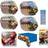 imageTransformers Birthday Party Supplies Bundle Pack Includes 16 Dessert Paper Plates 16 Lunch Paper Plates 16 Napkins 1 Plastic Table Cover 1 Dinosaur Sticker Sheet Bundle for 16