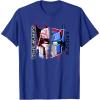 imageTransformers Good Vs Evil Split Face Graffiti Retro Poster TShirtRoyal Blue
