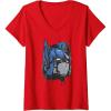 imageWomens Transformers Rise of The Beasts Optimus Dripping Retro Shot VNeck TShirtRed