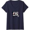 imageWomens Transformers Soundwave Tape Cassette Player Form Graffiti VNeck TShirtNavy Blue