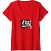 imageWomens Transformers Soundwave Tape Cassette Player Form Graffiti VNeck TShirtRed