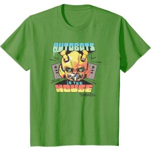 imageKids Transformers Rise of the Beasts Autobots In The House Retro TShirtGrass Green