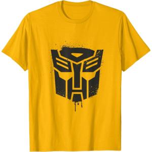 imageTransformers Autobots Dripping Paint Logo Silhouette TShirtGolden Yellow