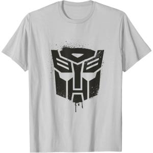 imageTransformers Autobots Dripping Paint Logo Silhouette TShirtSilver Grey