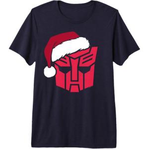 imageTransformers Christmas Autobots Santa Hat Logo Premium Triblend TShirtNavy Blue