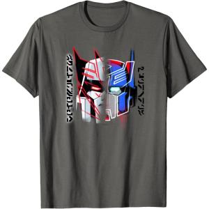 imageTransformers Good Vs Evil Split Face Graffiti Retro Poster TShirtAsphalt Grey