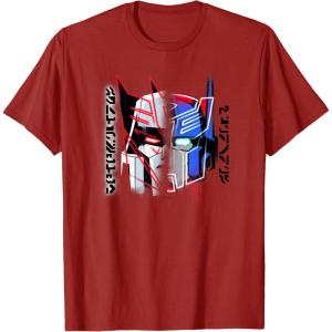 imageTransformers Good Vs Evil Split Face Graffiti Retro Poster TShirtCranberry Red