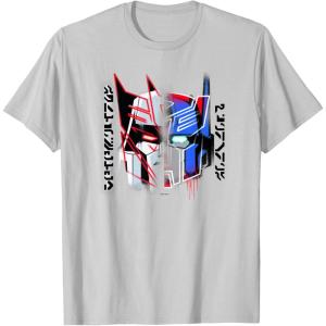 imageTransformers Good Vs Evil Split Face Graffiti Retro Poster TShirtSilver Grey