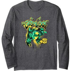 imageTransformers Grimlock Dripping Graffiti Wall Retro Portrait Long Sleeve TShirtDark Heather Grey