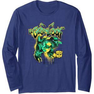 imageTransformers Grimlock Dripping Graffiti Wall Retro Portrait Long Sleeve TShirtNavy Blue