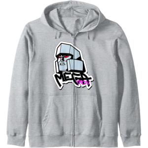 imageTransformers Megatron Urban Style Head Portrait Zip HoodieHeather Grey