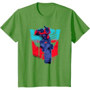 imageTransformers Optimus Prime 84 Graffiti Painted Wall Portrait TShirtGrass Green