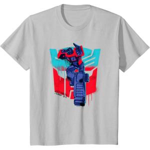 imageTransformers Optimus Prime 84 Graffiti Painted Wall Portrait TShirtSilver Grey