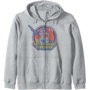 imageTransformers Optimus Prime Retro Portrait Zip HoodieHeather Grey
