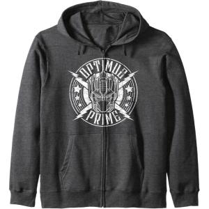 imageTransformers Optimus Prime Vintage Rock Lightning Logo Zip HoodieDark Heather Grey