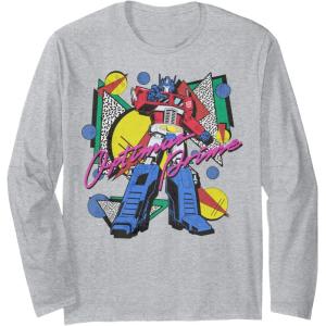imageTransformers Retro Optimus Prime 80s Print Long Sleeve TShirtHeather Grey