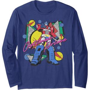 imageTransformers Retro Optimus Prime 80s Print Long Sleeve TShirtNavy Blue