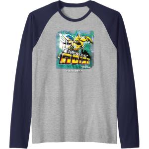 imageTransformers Rise of the Beasts Bring The Noise Bee Art Raglan Baseball TeeNavy BlueAthletic Heather